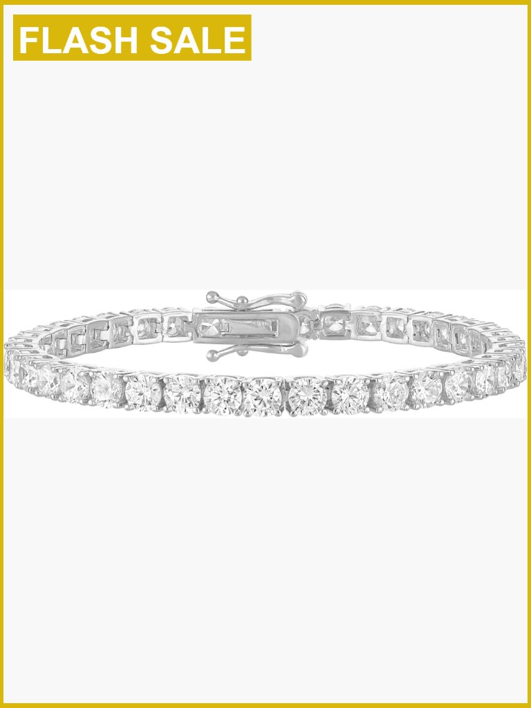 Tennis Bracelet Cz Simulated Diamonds 3mm 4mm Box Clasp Tarnish Resistant